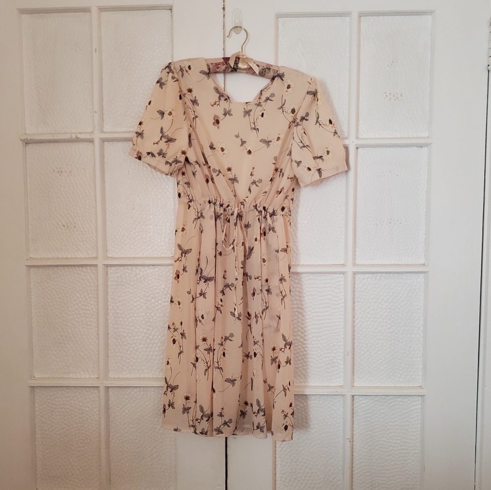 Cream Floral Dress